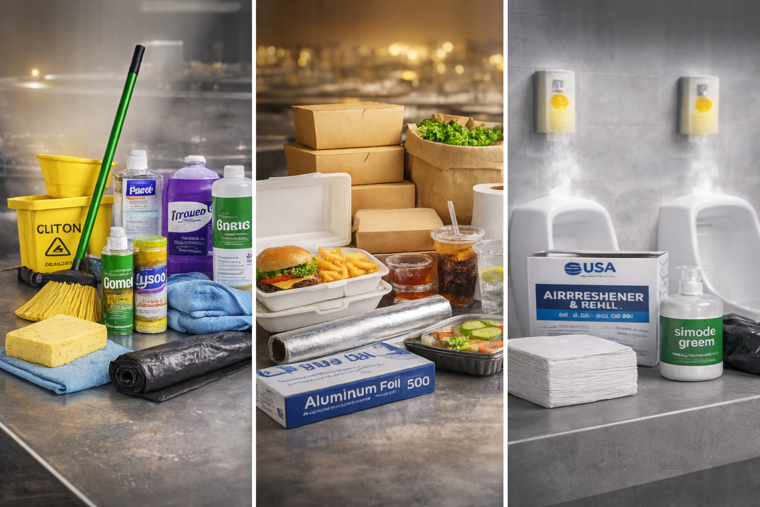 Food service kits and bundles: kitchen sanitation, takeout and restroom programs